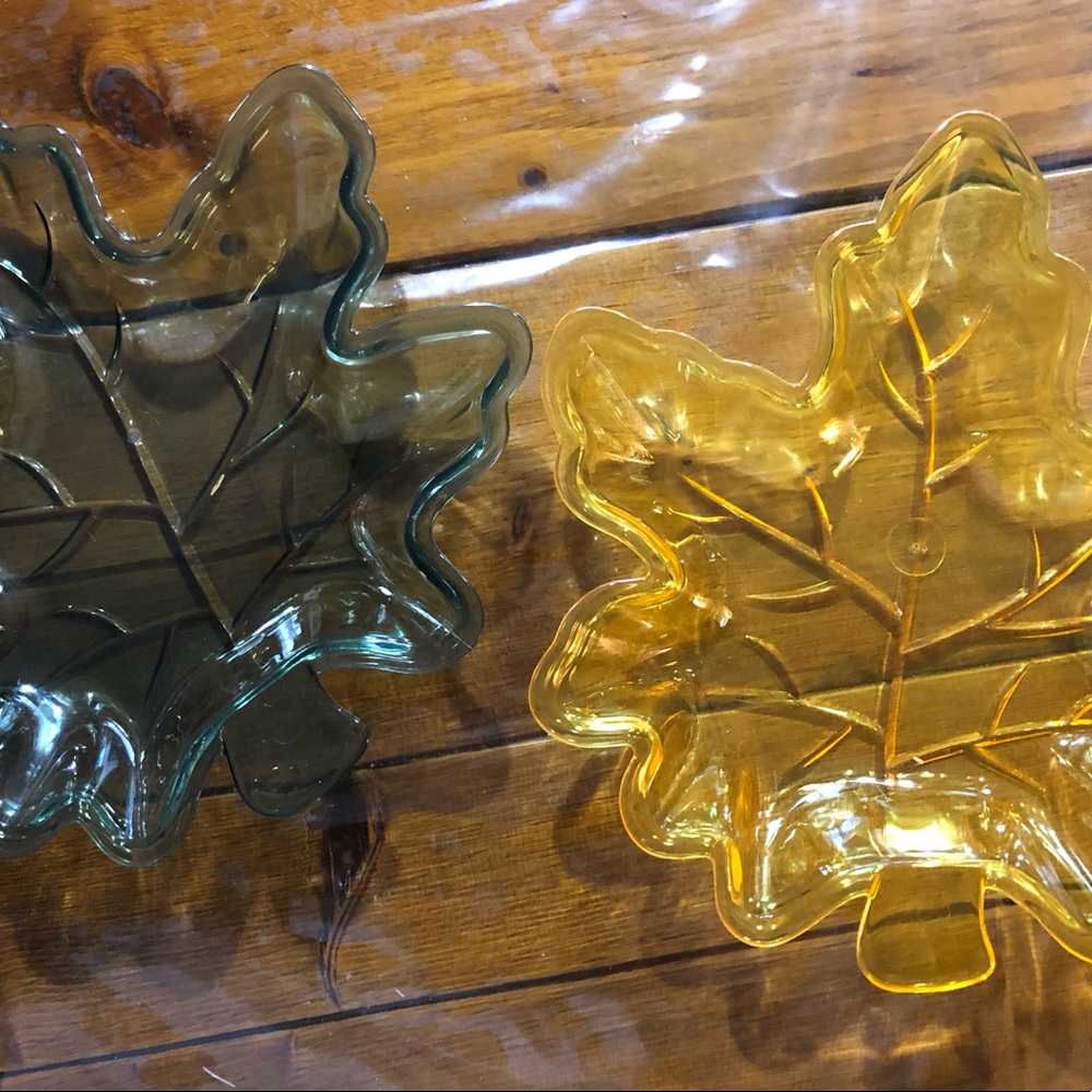 Lot of 2 Acrylic Leaf Dishes